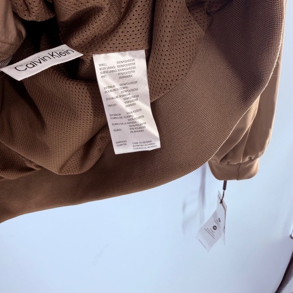 Calvin Klein Mens Bomber Jacket Brown Water Resistant Full Zip CM107904 XL NWT - Picture 7 of 8